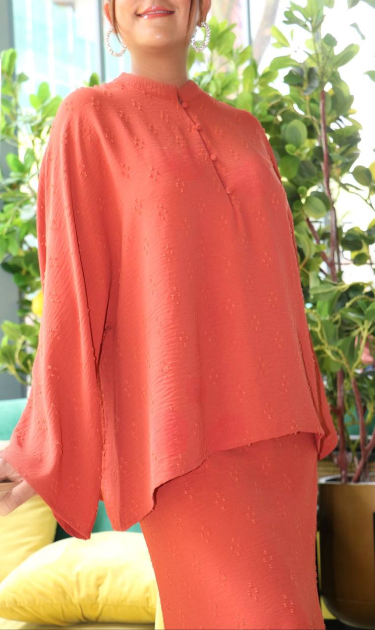 Maya Kurung in Orange Brick - FREESIZE