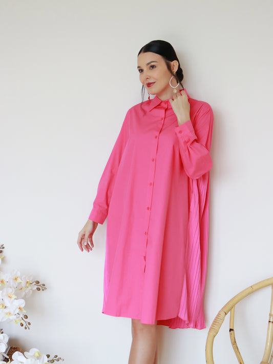 Marie Pleated Dress in Pink